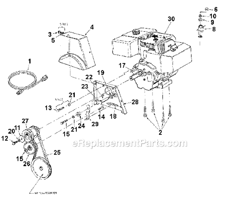 Page A Diagram and Parts List for 31AE993I401 1998 Yard Man Snow Blower